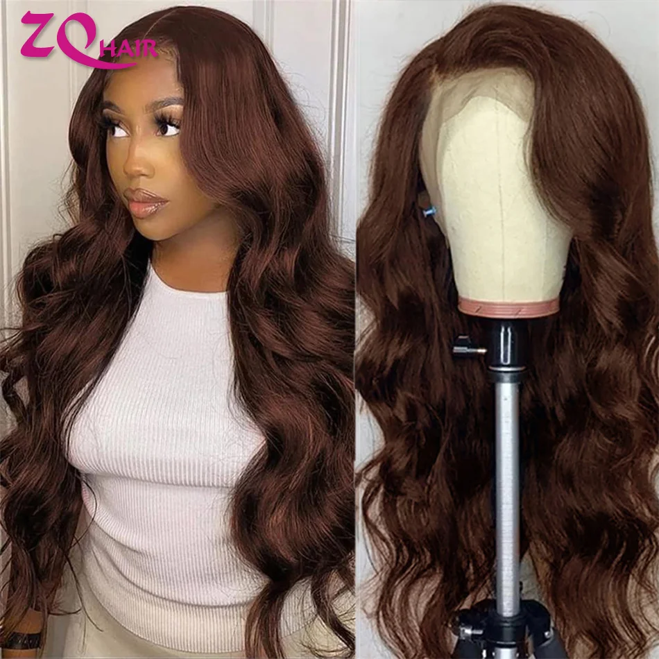 Gluleless Body Wave Brown 13x6 HD Lace Front Wigs Human Hair Chocolate Brown #4x4 13x4 360 HD Full Lace Frontal Wigs Human Hair