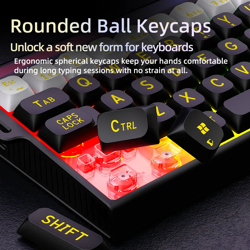 Wired illuminated 68-key wired keyboard with RGB lighting panel, compact and portable keyboard, 60% layout keyboard