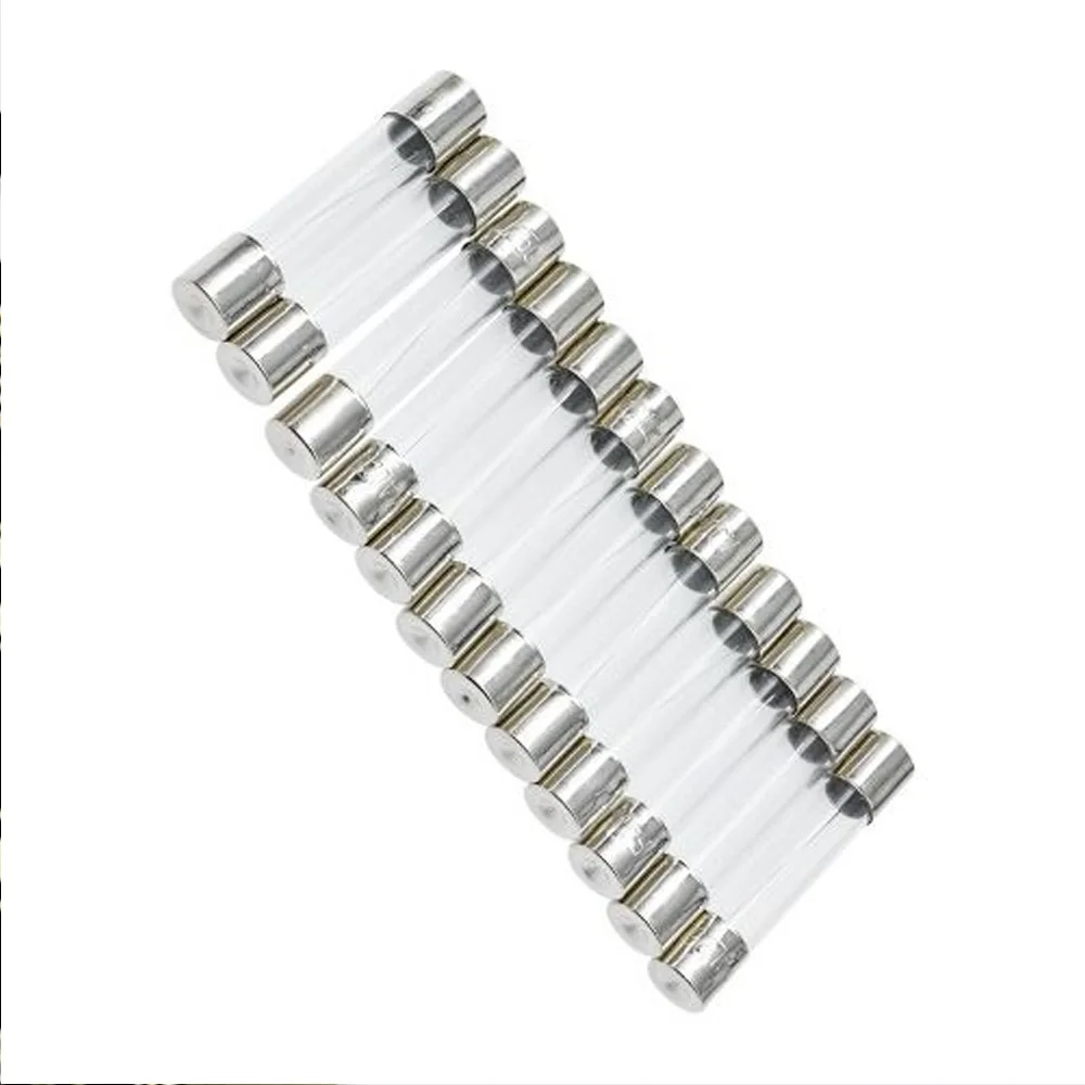 10 unids/lote 5*20mm 6*30mm fusibles de tubo de vidrio de soplado rápido 5mm x 20mm 6mm x 30mm 250V 1A 2A 3A 4A 5A 7A 8A 10A AMP fusible de soplado rápido