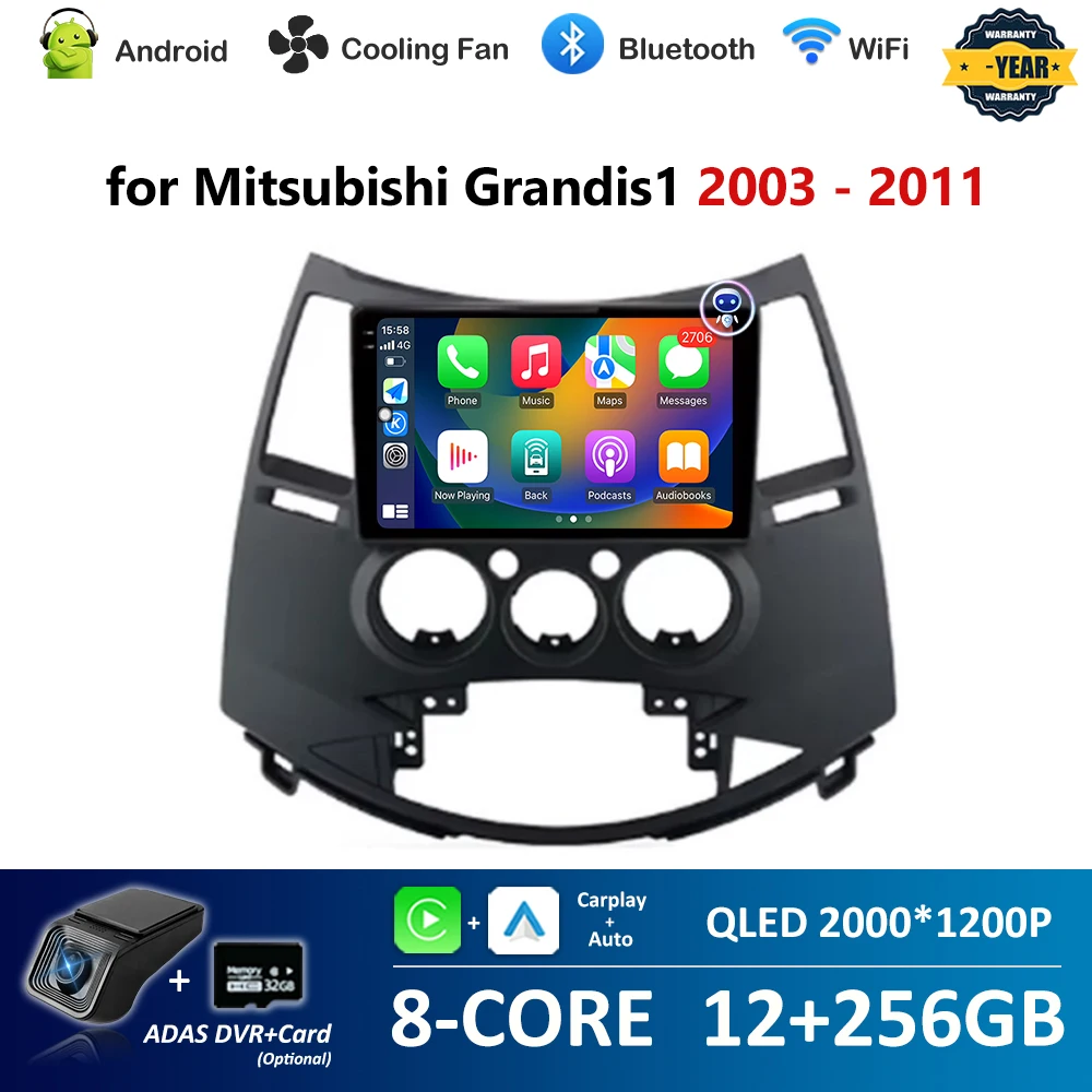 for Mitsubishi Grandis1 2003 - 2011 Carplay WiFi Android System Car Video Multimedia Player Navi GPS 4G Bluetooth Auto Tools