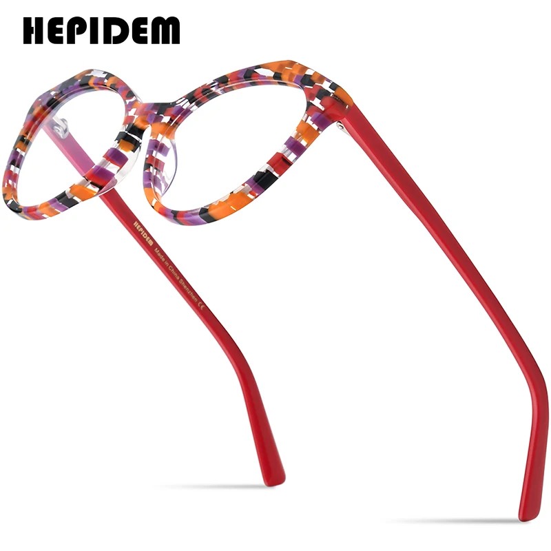 

HEPIDEM Multicolor Acetate Glasses Women 2023 New Cat Eye Eyeglasses Cateye Spectacles Eyewear H9297