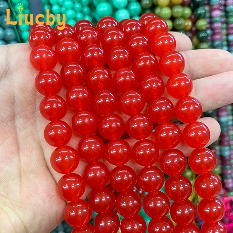 4/6/8/10/12/14MM Natural Stone Red Chalcedony Chinese Jades Smooth Beads For Jewelry Making right Necklace Crafts 15