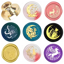 Moon and Animals series Wax Seal Stamp Snake Elephant Cat Unicorn Replaceable Sealing Wax Stamp 25mm Brass Head for Halloween