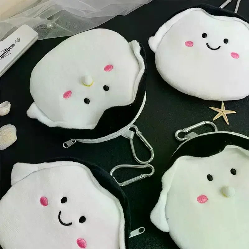 Kawaii OysterPlush Coin Purse Soft Stuffed Cartoon Small Zipper Bag Portable Coin Wallet Coin Storage For Daily Use And Gift