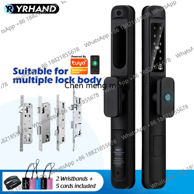 Waterproof Outdoor Fingerprint Tuya WIFI APP Keyless Smart Electronic Door Lock Aluminum Glass Sliding Smart Door Lock