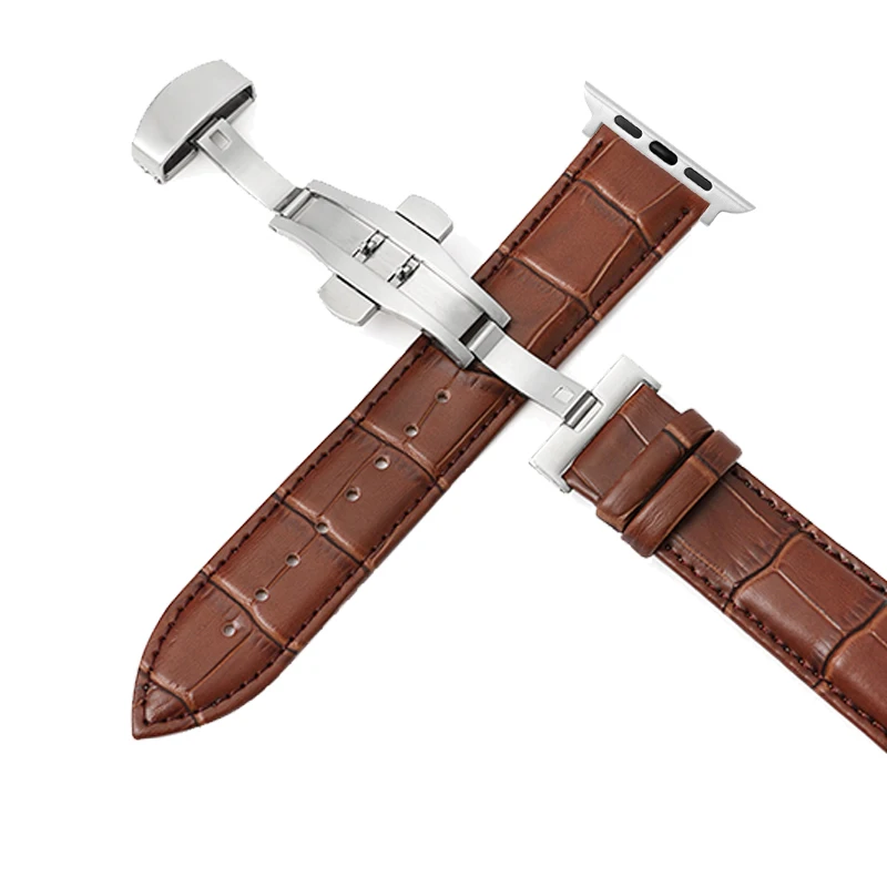 Tali jam tangan untuk Apple, tali 44mm 40mm 45mm 42mm 49mm 41mm 38mm Gelang gesper kupu-kupu untuk iWatch seri 8 7 se 6 5 Ultra