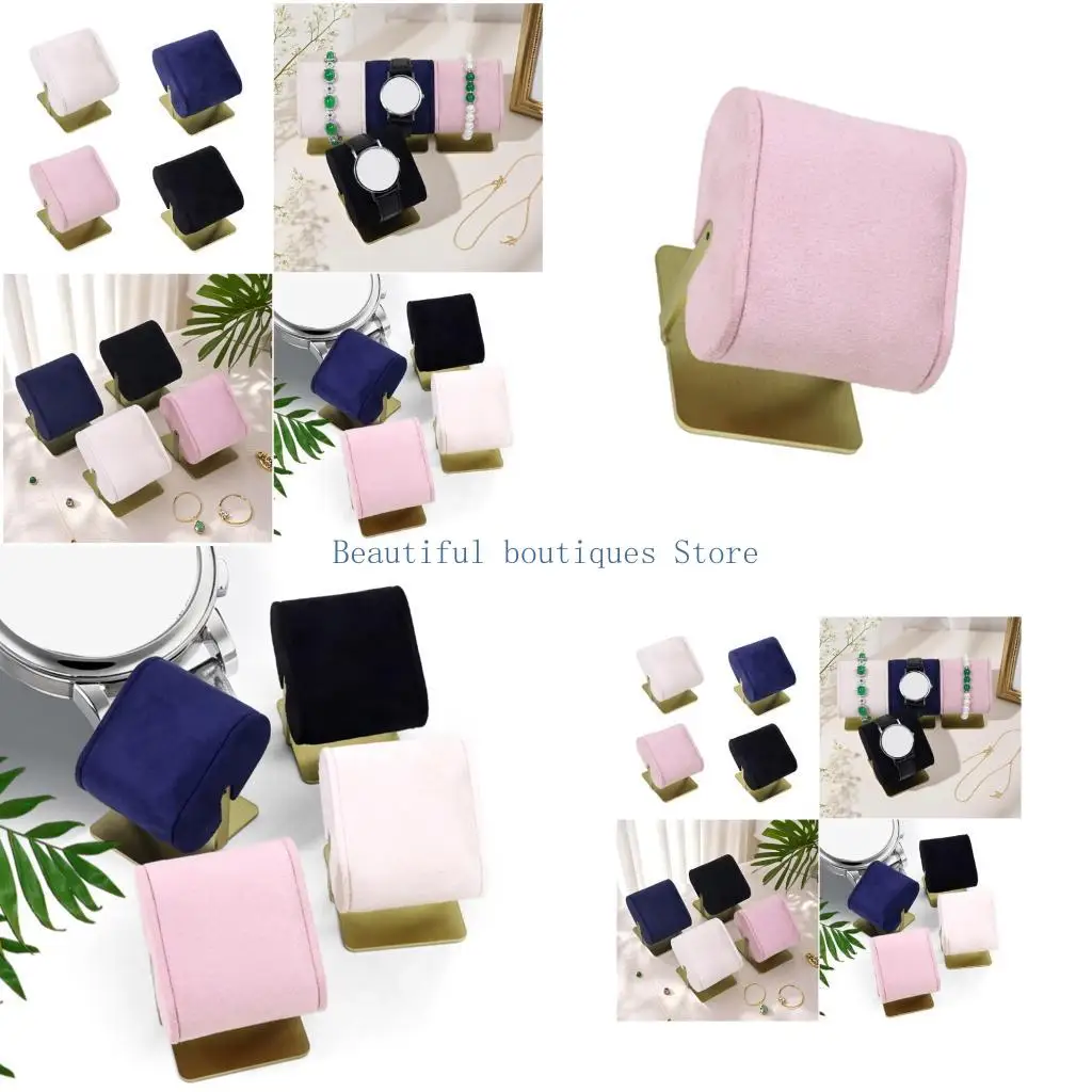 

U4LF Velvets Jewelry Display Stand Alloy Base 4 Color Options Bracelet Watch Holder Elegant Home Décoration
