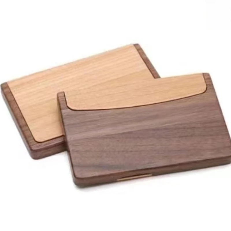 Premium Solid Wood Business Card Case Walnut Maple Exquisite Card Holder Desktop Business Card Storage Box Office Supplies