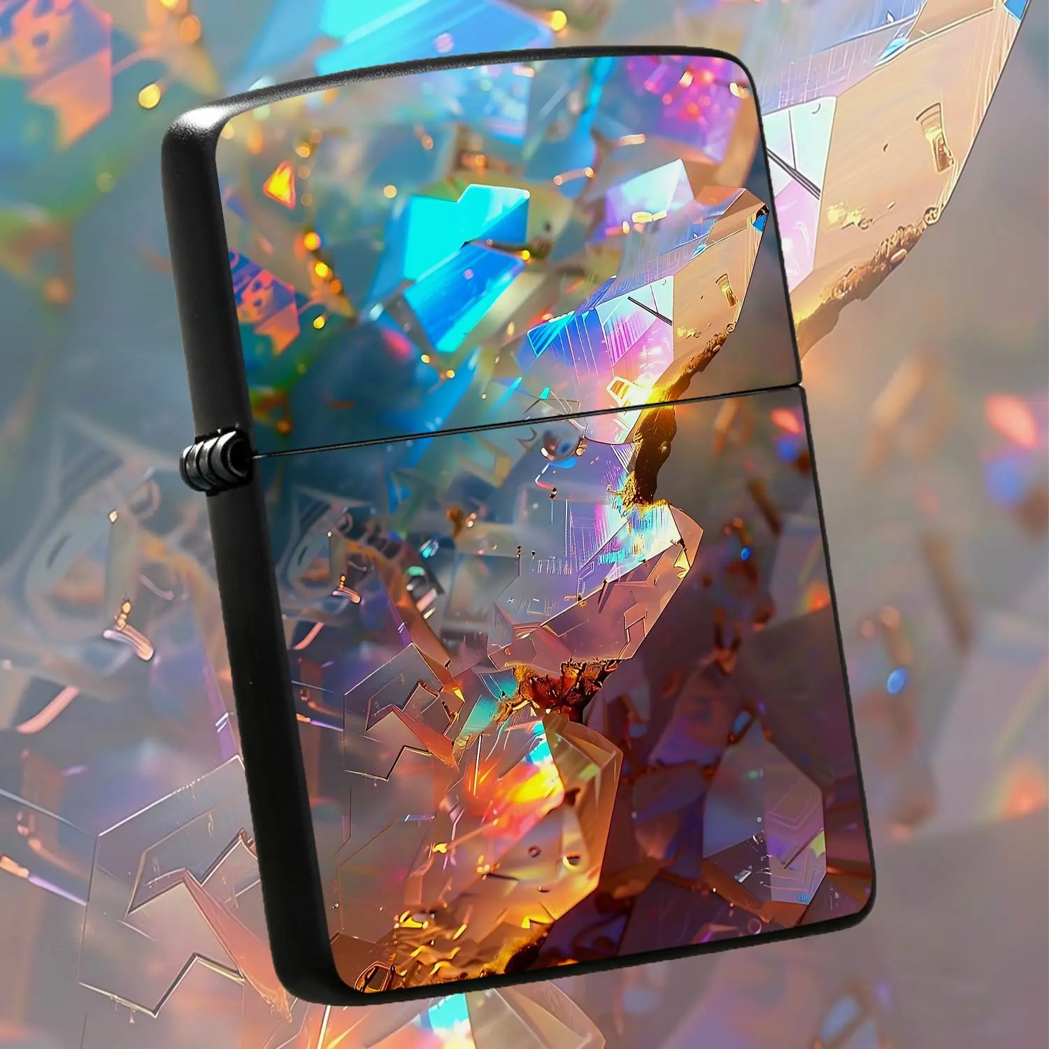 Creative Iridescentprism Lighter, Cyber Holographic Iridescent Light Effect Decor, Portable Stylish Accessory For Daily Multi-Scenario Use, Exquisite Unique Gift For Friends Family, Delicate Glossy Handheld Ornament For A Humorous And Inter