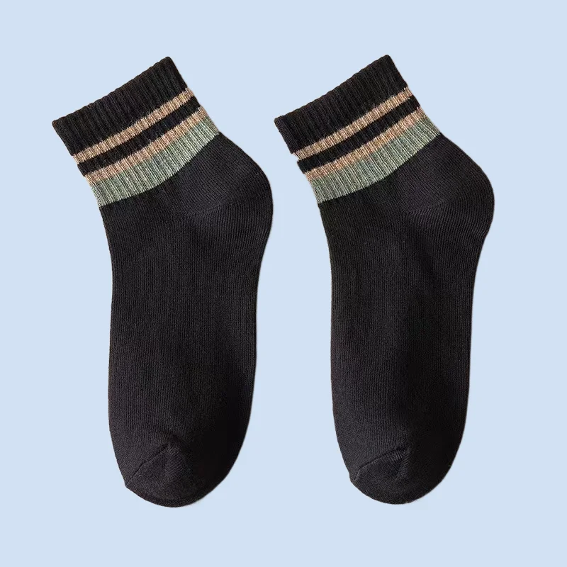 Calcetines de tubo medio para hombre, medias de algodón a rayas japonesas, estilo universitario, Retro, deportes informales, otoño e invierno, 5/10 pares