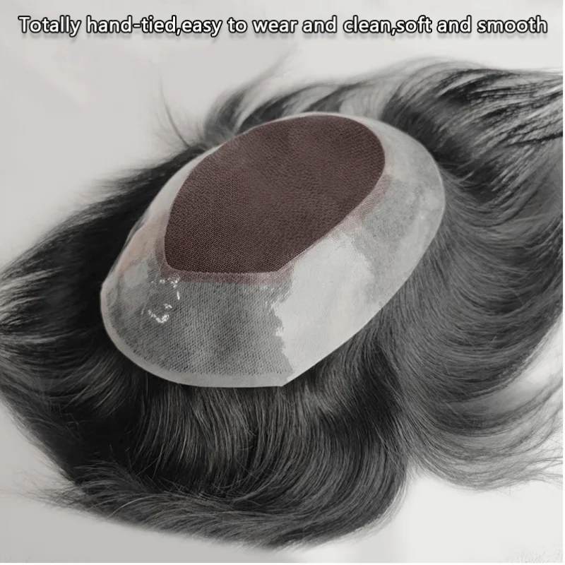 Male Hair Prosthesis French Lace With Silicone Microskin Base 100% Human Hair Replacement Mens Toupee Breathable Wigs For Men