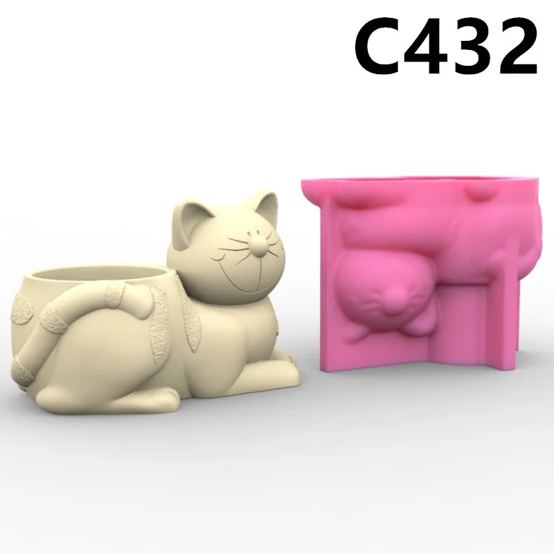 

Fortune Cat Vase Flower Pot Pen Holder Silicone Mold Gypsum form Scented Stone Ornaments Homemade Handicraft