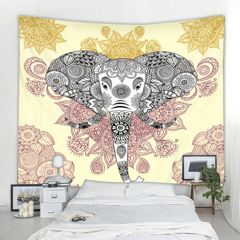 Boho Elephant Tapestry Exotic Bohemian Tapestries The African Grassland Safari Animal Wall Hangings For Kids Men Women Adults