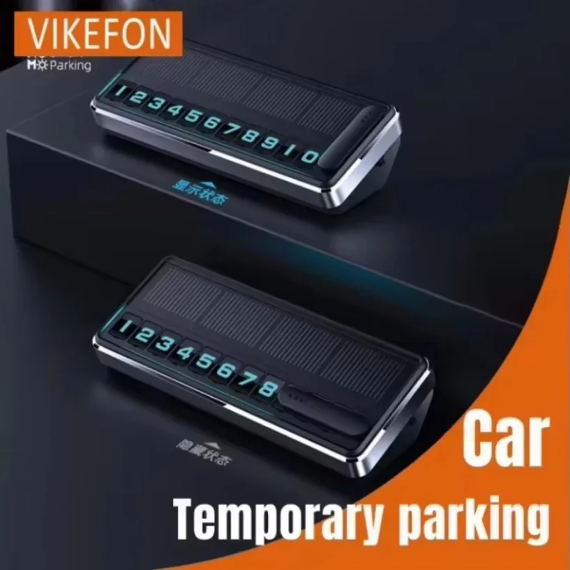 Car Solar Energy Aluminum Alloy Temporary Number Plate General Motors Temporary Parking Sign LED Light Car Interior Accessories image 6
