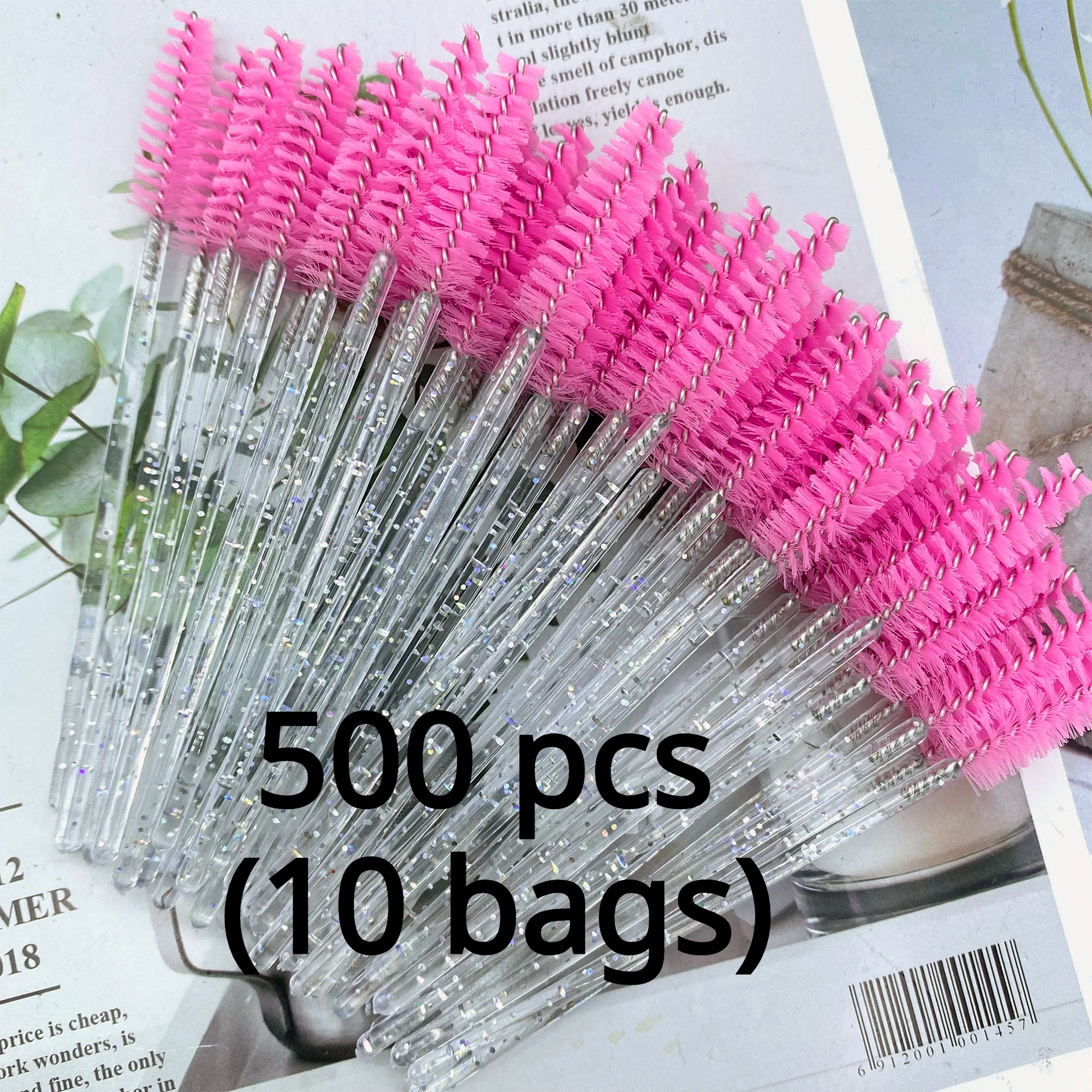 500Pcs Crystal Eyelashes Makeup Brushes Diamond Handle Mascara Wands Eyelash Extension Supplies Wholesale