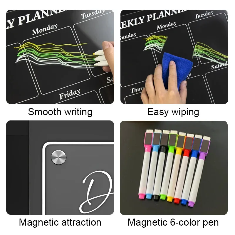A4 واضح الاكريليك مغناطيس الثلاجة التقويم الشهري الأسبوعي مخطط شفافة الثلاجة المغناطيسي شخصية ملصق ديكو