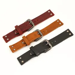 22mm Brown Black Red Blue Genuine Leather Watchband Men Punk Pin Belt 24mm WatchStrap Homme Jewelry