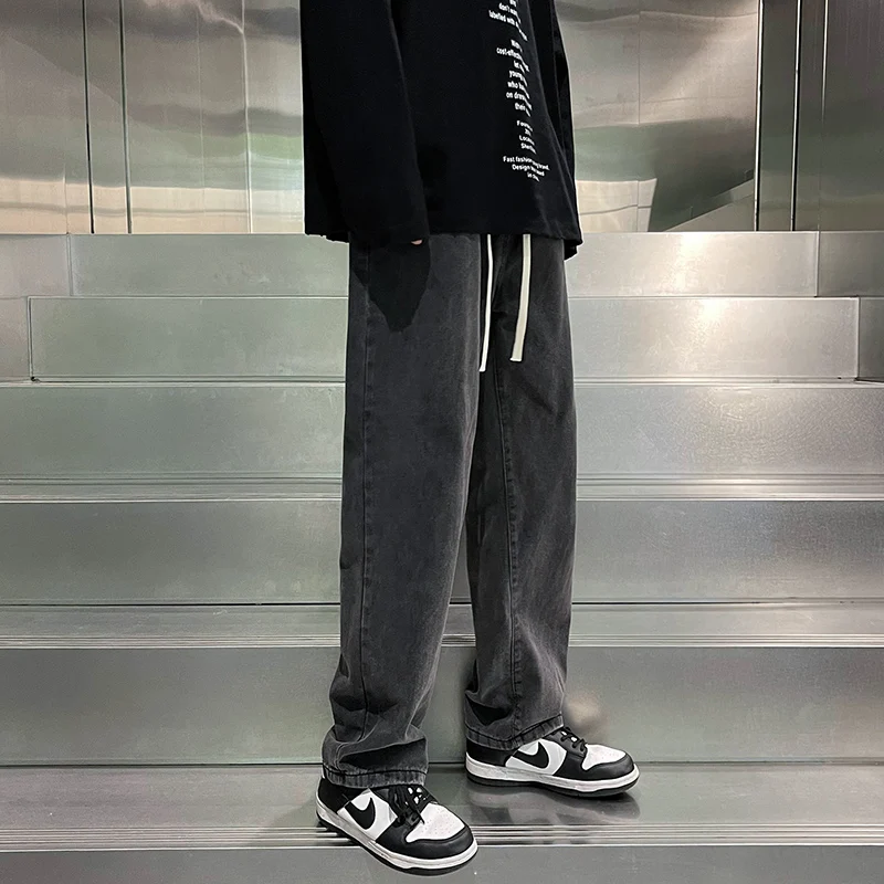 

American Casual Jeans for Men 2025 Loose Straight Leg Wide Fit Pants Spring Summer Autumn Fashion