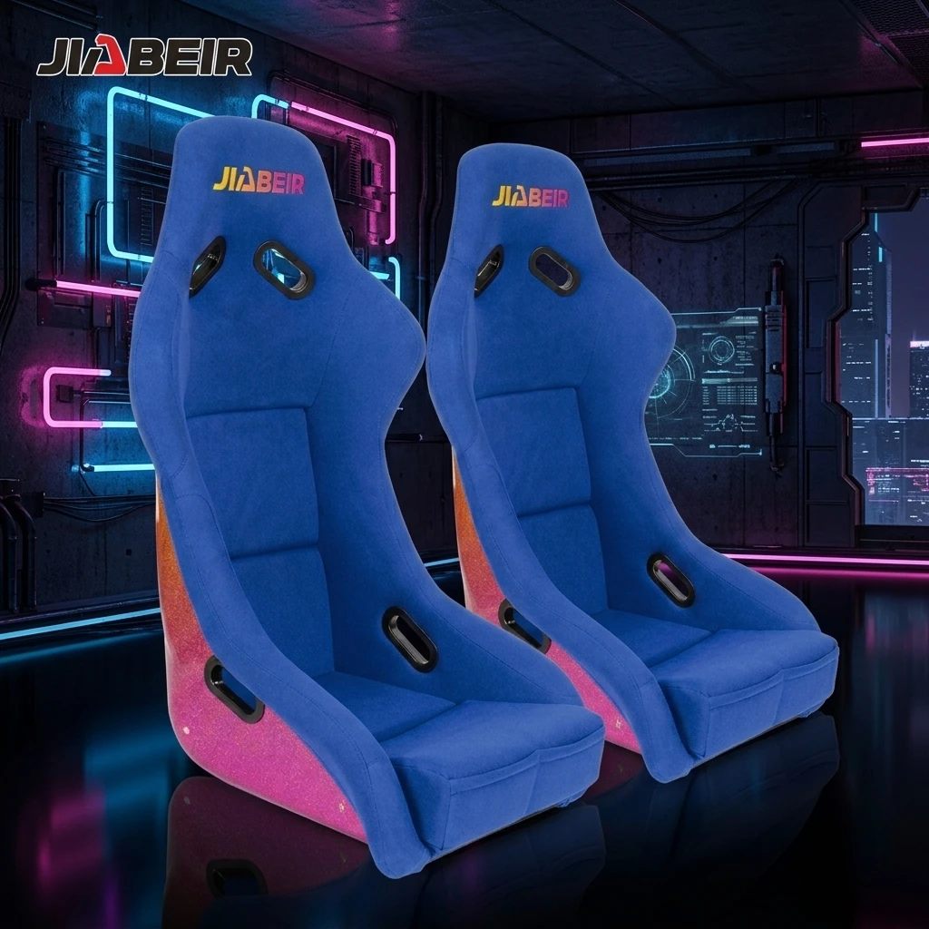 1022 Black Stitch Reclining Car Seats With Suede Blue Red Black Material New Design Sport Seats