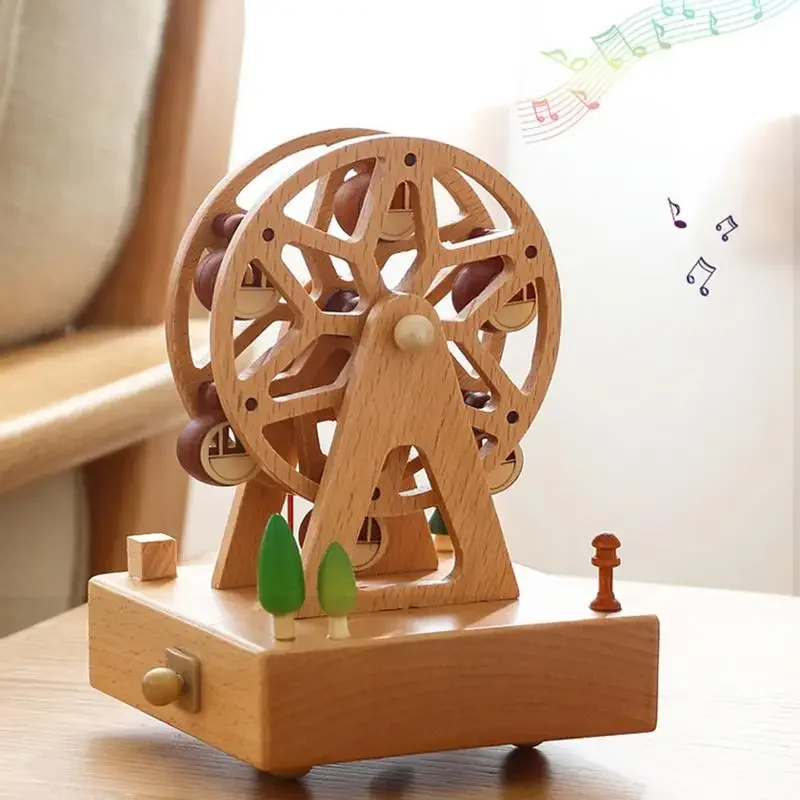 Wind Up Musical Box Wooden Music Box Wood Crafts Retro Birthday Gift Vintage Home Decoration Accessories Valentine\'s Day Gift