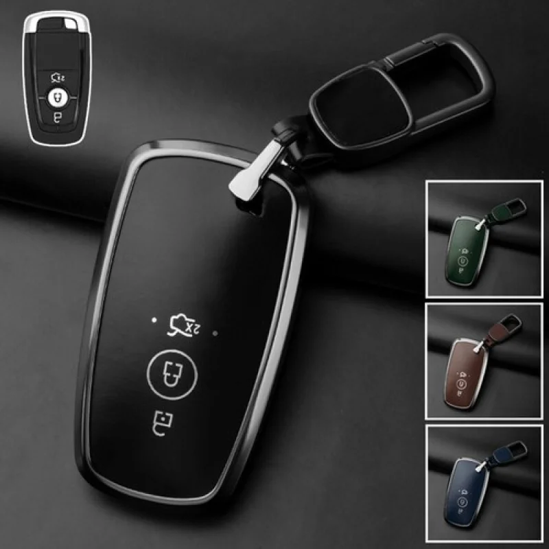 

A+ Alloy Leather Car Key Fob Case Cover For Lincoln MKC Navigator MKZ Continental