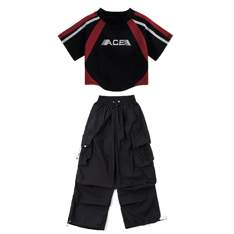 Ensemble de vêtements de danse Hip Hop pour filles, haut court pour enfants, Costume de spectacle d'entraînement de danse moderne Jazz, Costume de Cosplay Pop