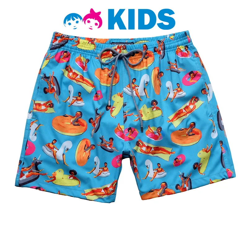 Children's swimming shorts turtle print beach pants for vacation casual quick drying vilebrequin high-quality kids family 2024