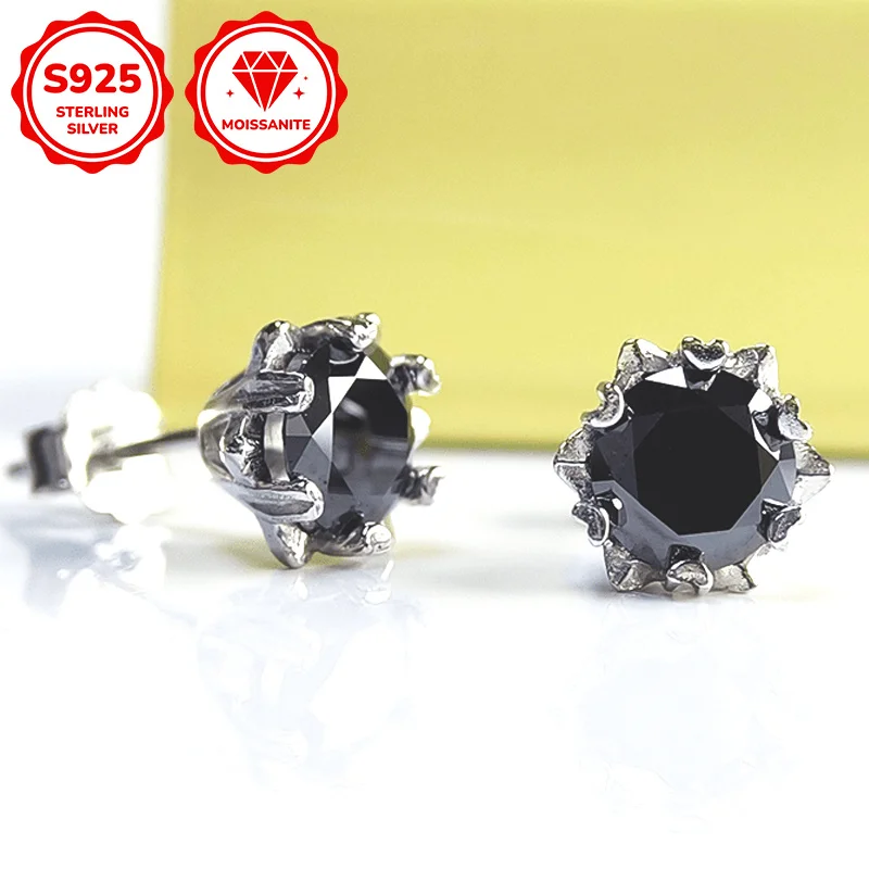 

1 Pair 0.5/1Ct Black Moissanite Snowflake Earrings. Perfect for Daily Commuting Wear. Suitable for Various Clothing Combinations