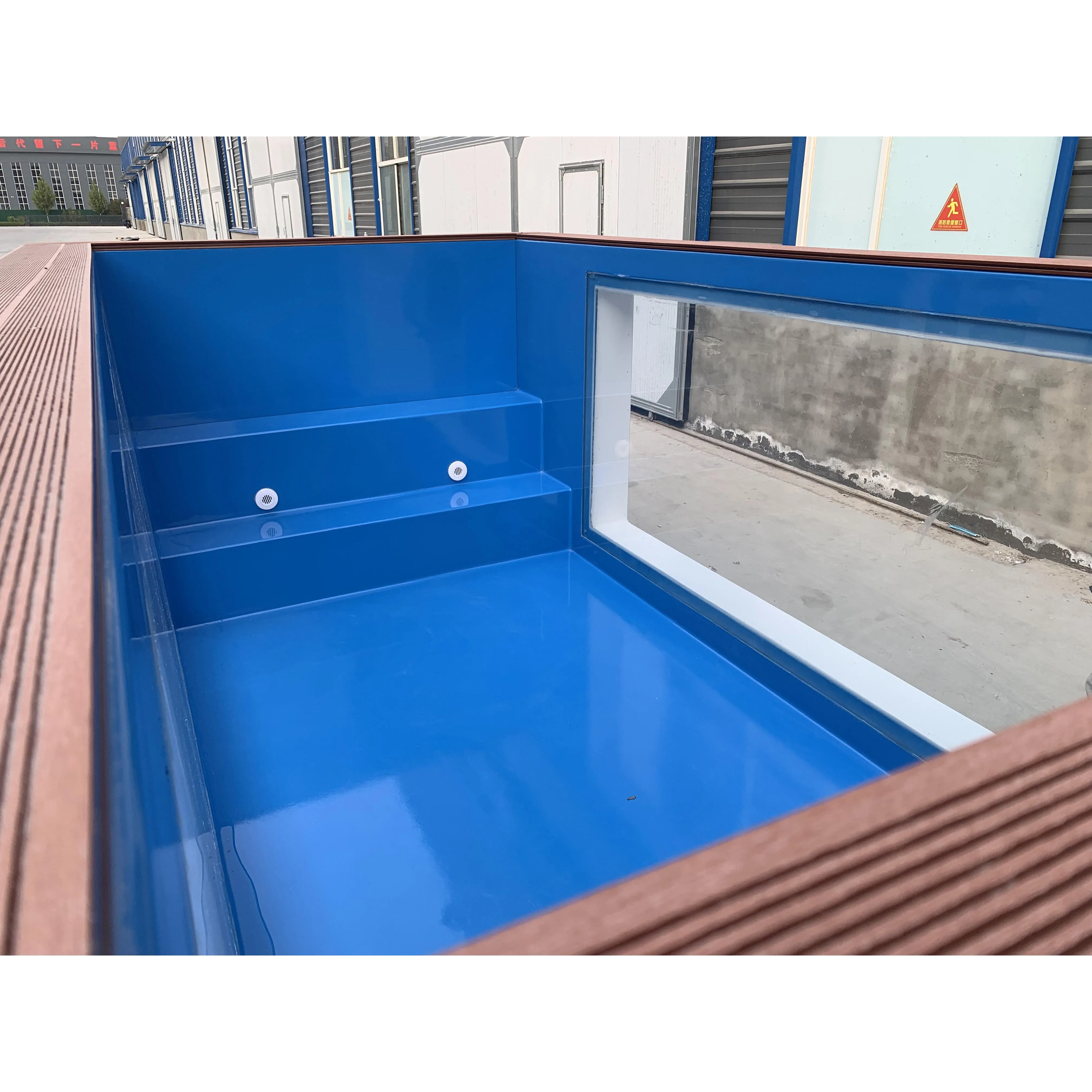 Durable Fiberglass Container Swimming Pool Custom Rectangle Modern Above Ground Outdoor Pool For Resort Hotel Backyard Garden