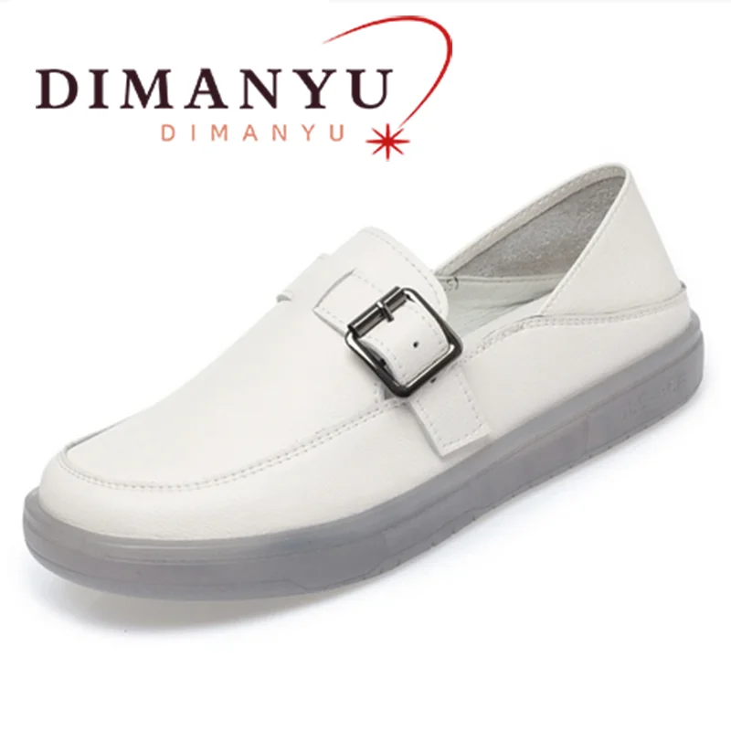 DIMANYU Lofers Shoes Women's Spring 2024 New Genuine Leather Women's Casual Shoes Anti slip Large Size Bean Shoes Women's