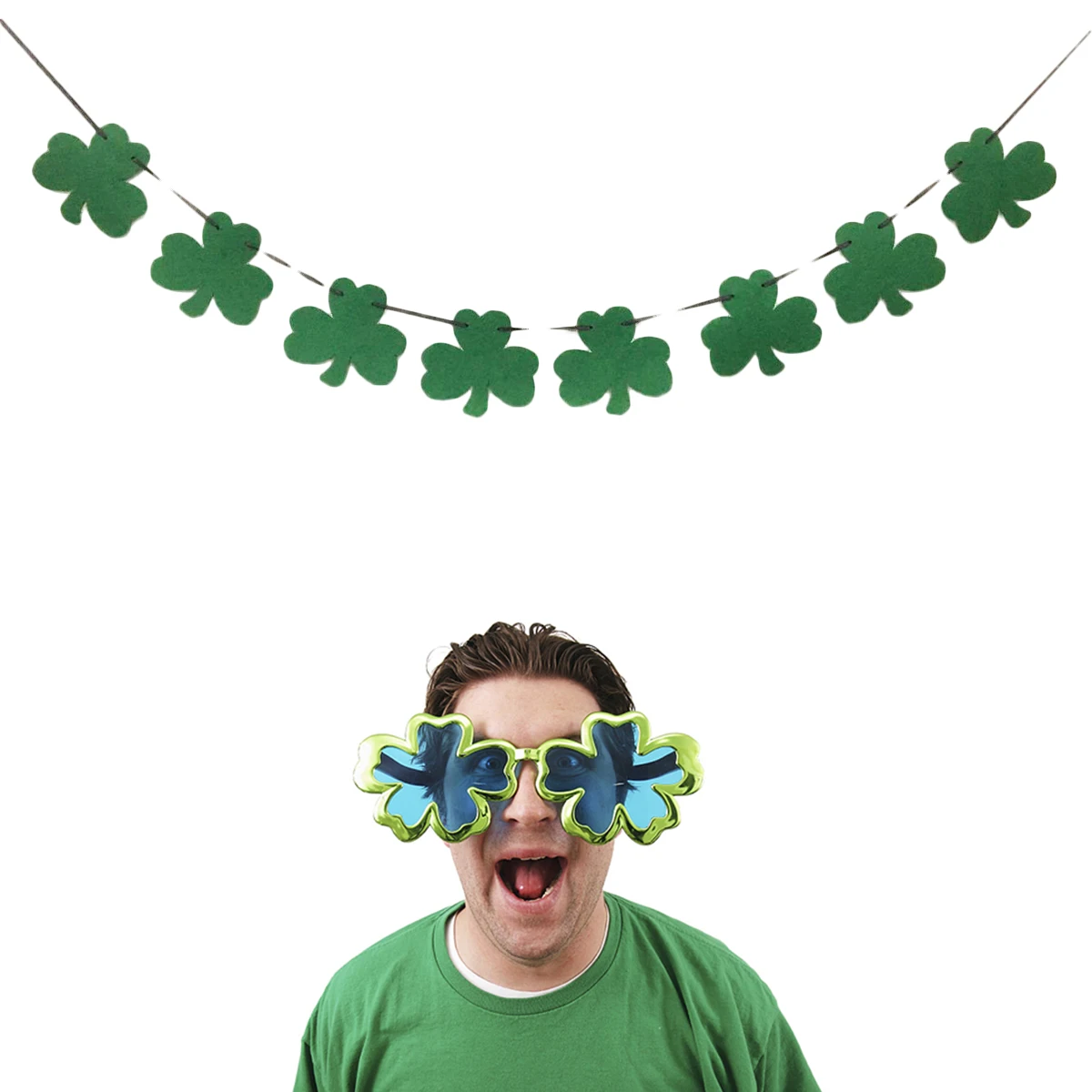 

Shamrock Garland Pre Assembled Patrick Banner Wall Hanging Decoration Green Felt Flags Party Accessories Shamrock Banner