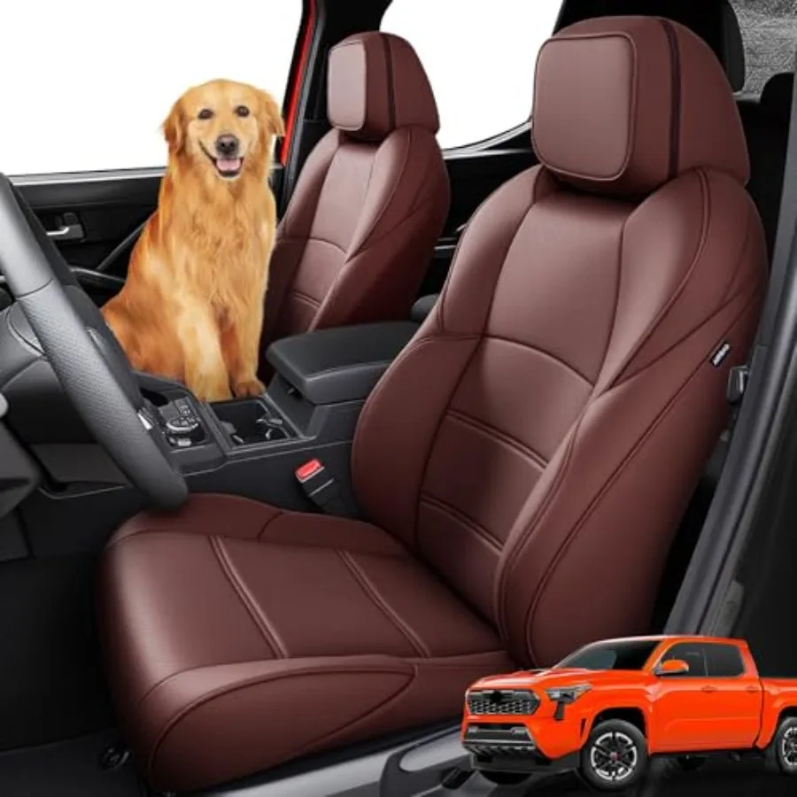 

Чехлы для автомобильных сидений Toyota Tacoma 2024-2026 (двойная кабина, только бензин), полный комплект, всепогодные, из искусственной кожи, аксессуары для пикапов