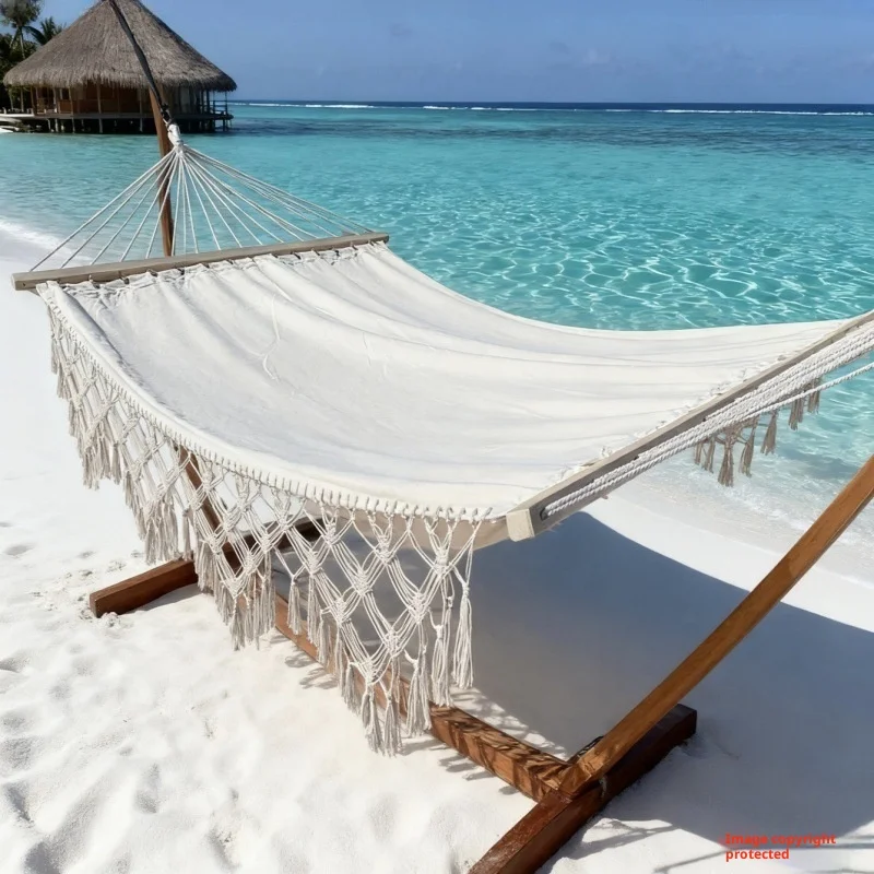 

Modern Nordic Double Canvas Tassel Hammock Foldable Widened Encryption Swing for Outdoor Camping Homestay Courtyard Wholesale