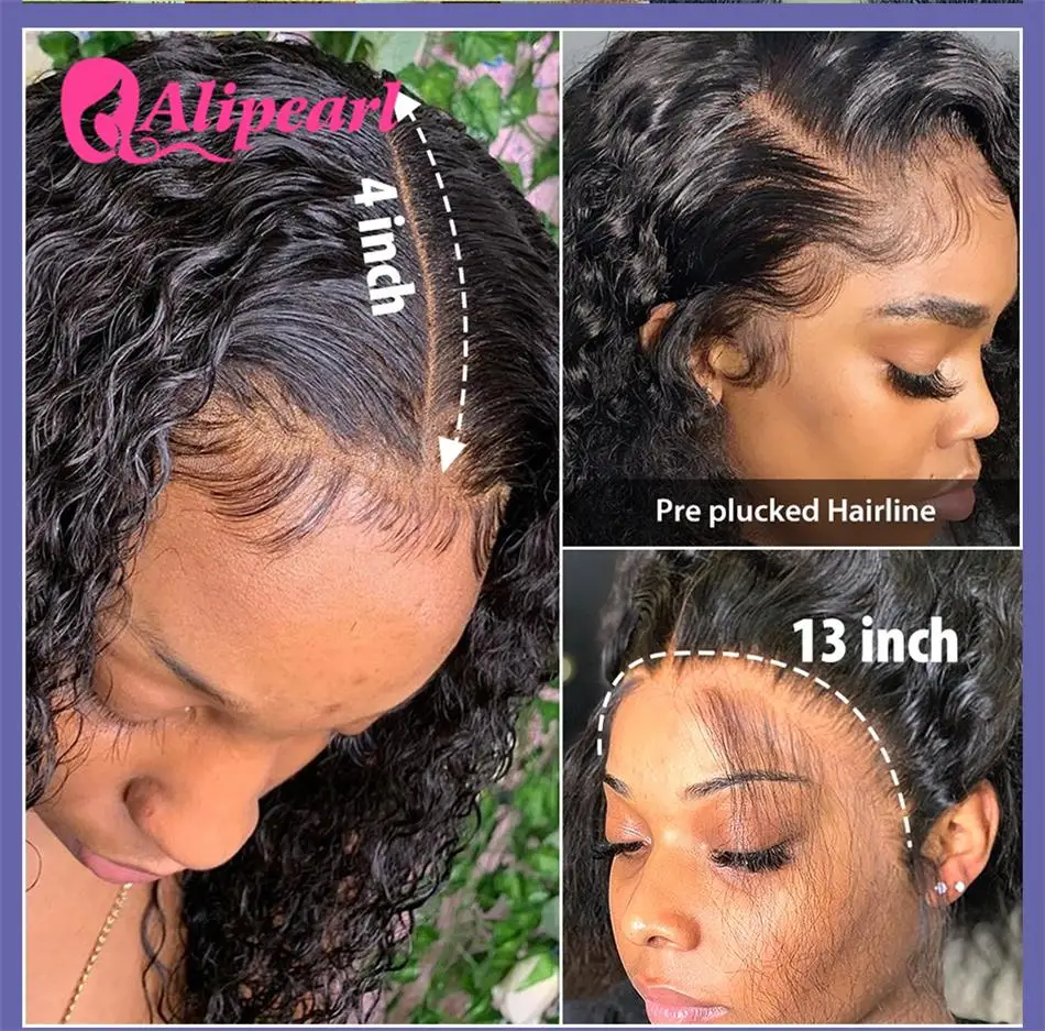 Alipearl Hair Deep Wave Lace Front Human Hair Wigs Brazilian 13x4 Human Hair Wigs PrePlucked with Baby Hair for Women
