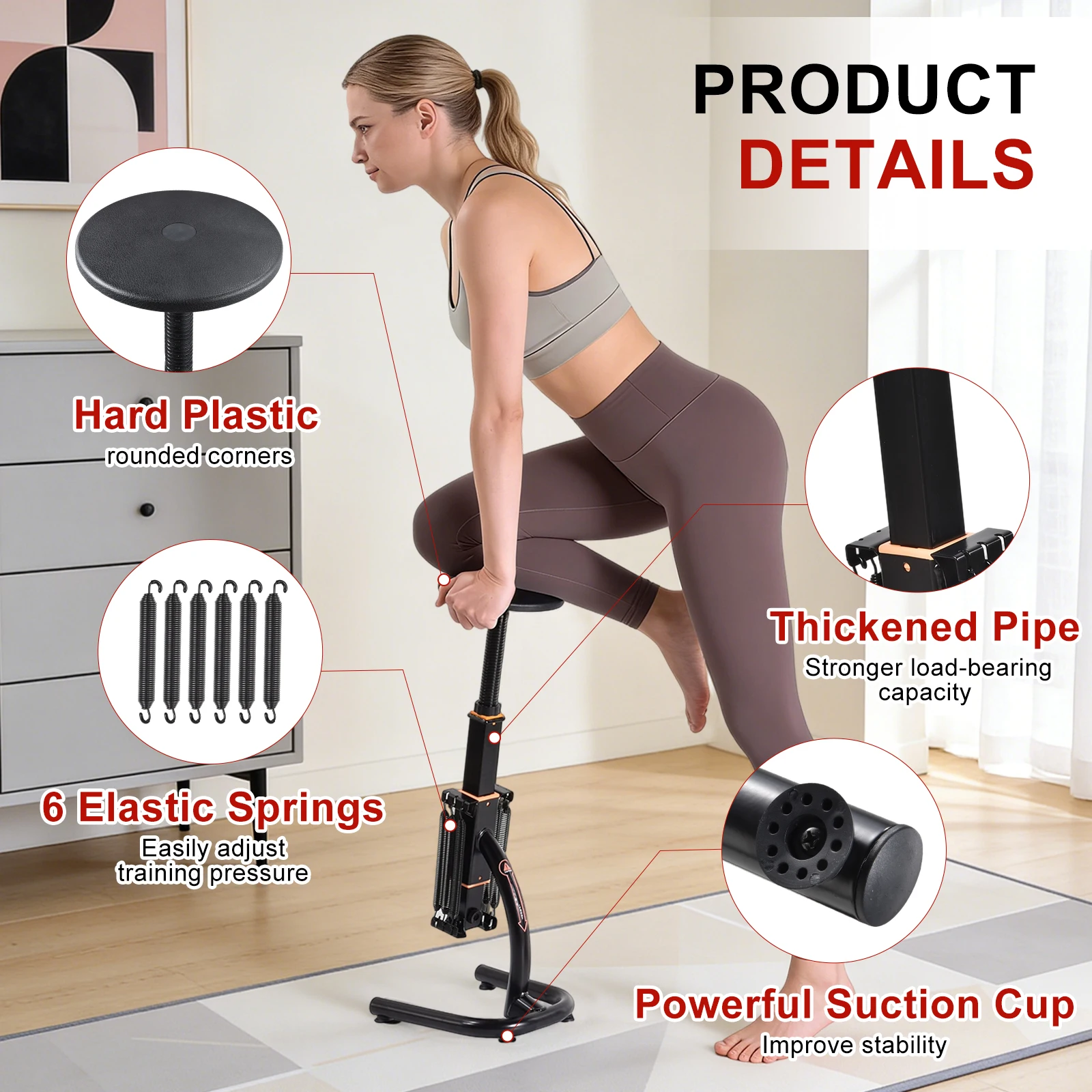 Assisted Squat Machine Height Adjustable Glutes Trainer with Variable Intensity, Leg Hip Core Strengthener Exercise Equipment for Home Gym, Low Impact Lower Body Workout Machine for Glutes Legs Hamstrings Quads view 7