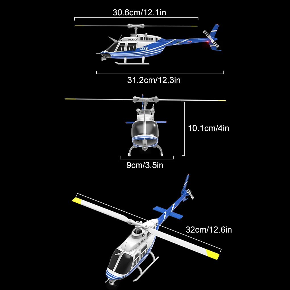 RC ERA C138 RC Helicopter 206 Jet Ranger 6-axis Gyro Hold 4ch RC Helicopter Aircraft Hobby for Adults 1/33 RTF RC Helicopter - Image 4