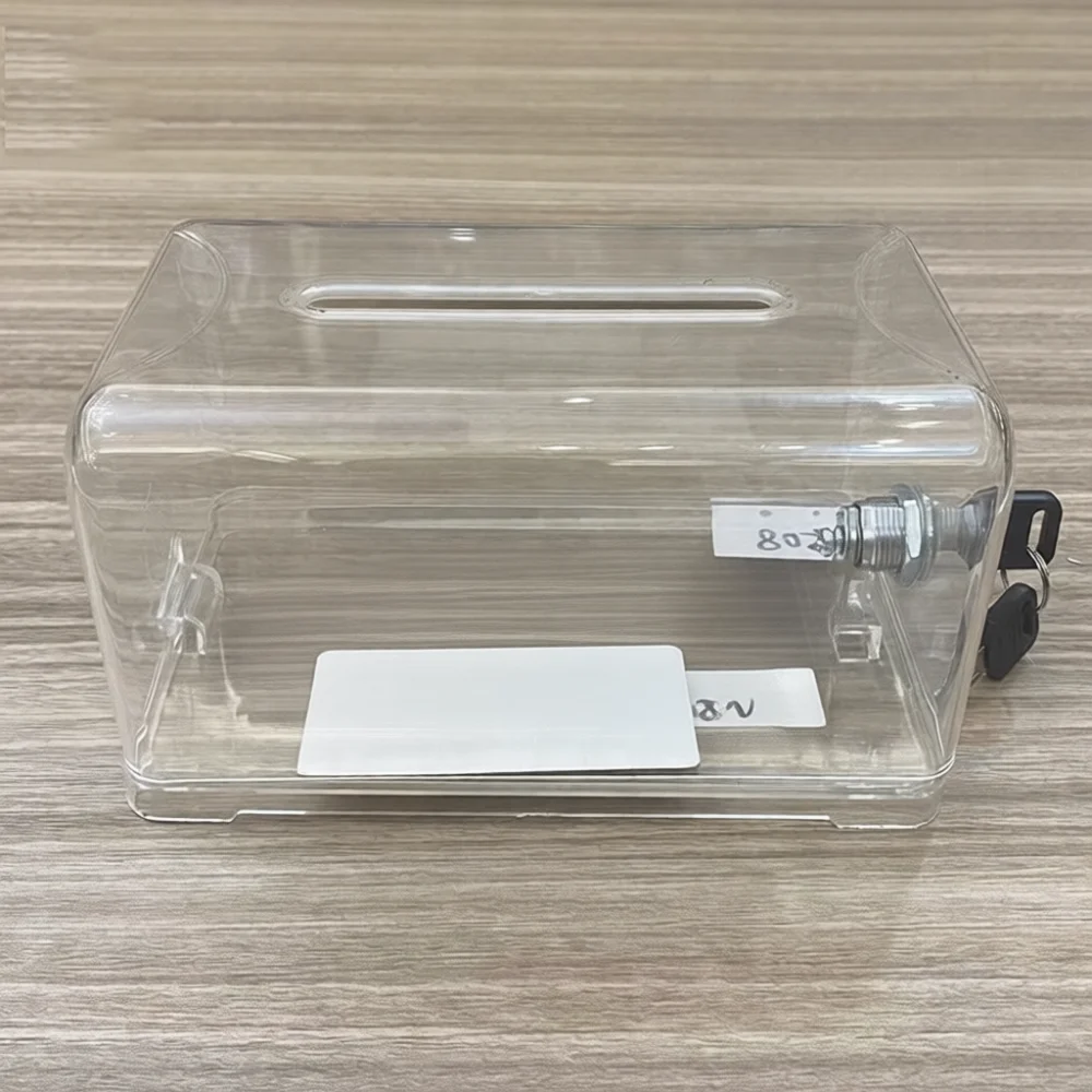 Clear Acrylic Business Card Storage Box With Lock Desktop Organizer Case For Office Reception Countertop Display