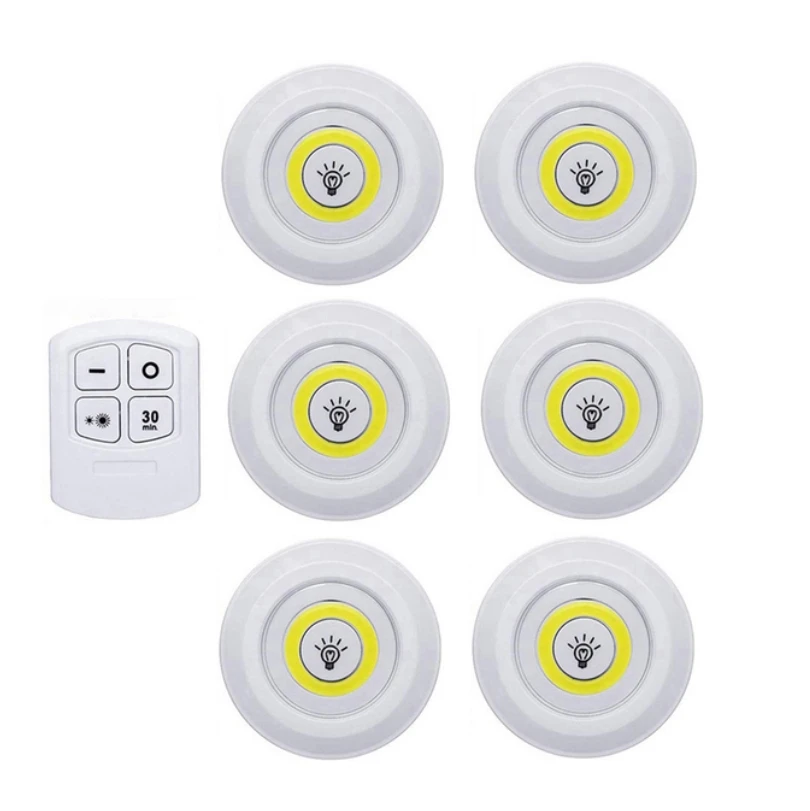 LED Puck Light 4.5V 3W LED Under Cabinet Lighting Wireless Remote Control LED Counter Light LED Cabinet night light
