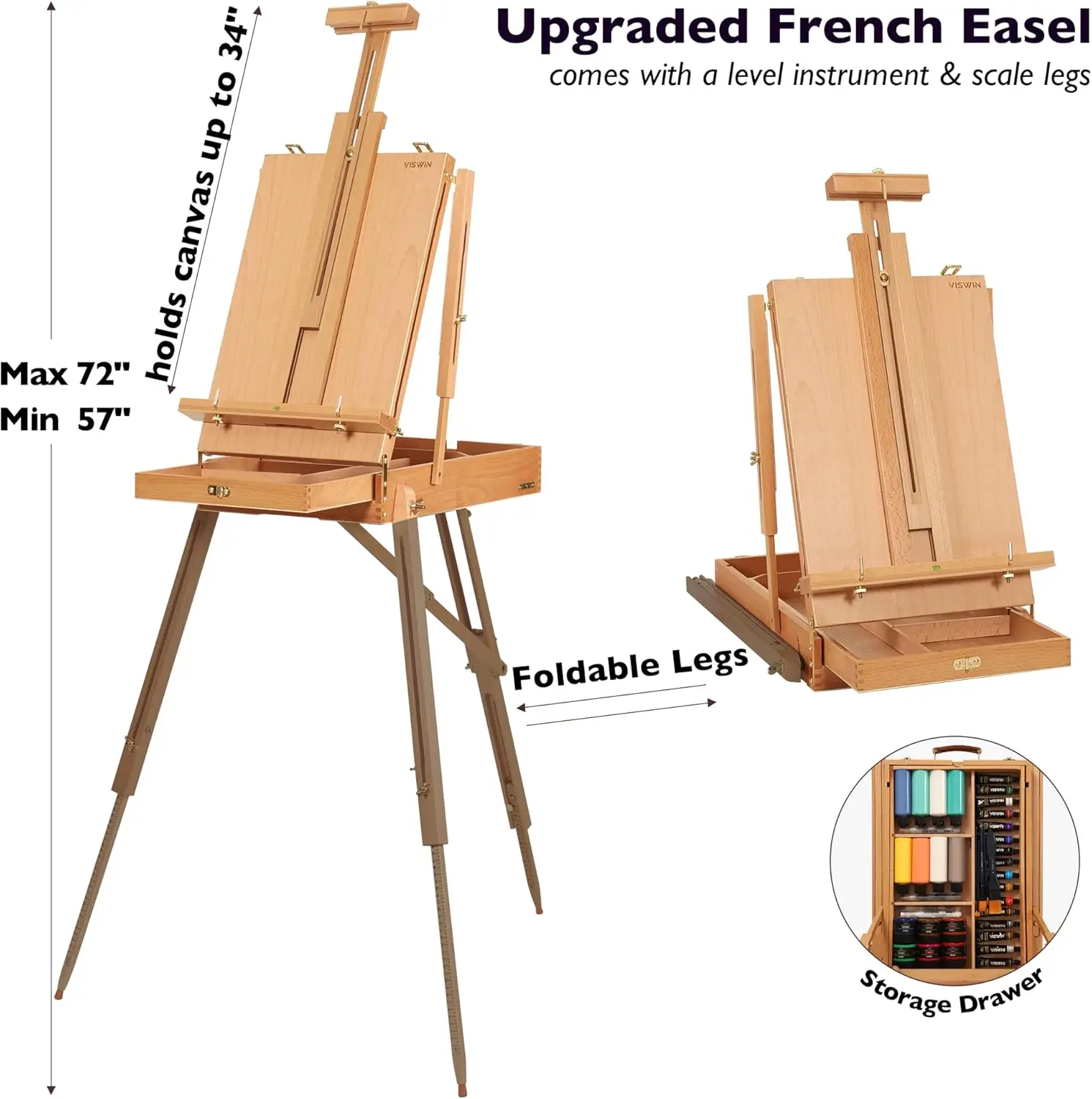 Painting Kit with French Easel, 96 Oil, Watercolor & Acrylic Paint Set, Canvas, Paintbrush, Palette, Paint kit for Adult