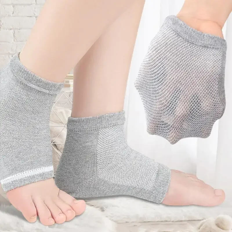 Wiederverwendbare Risse Fersenbehandlungen Socken mit feuchtigkeitsspendendem Gel über Nacht Fußpflege elastische Manschetten