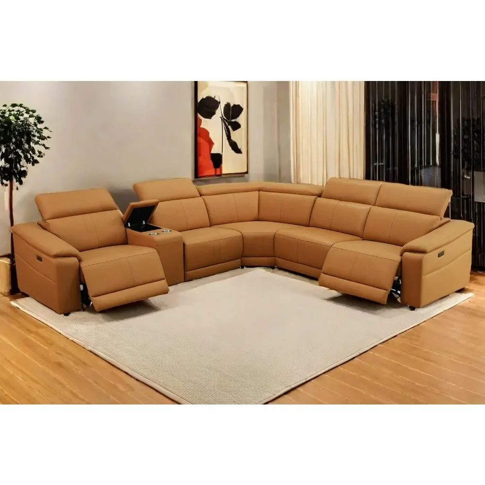 

Sectional Sofa Couch for Living Room, Recliner Sofa Set, Reclining Corner Sectional Sofa Set with Storage Console Living Room