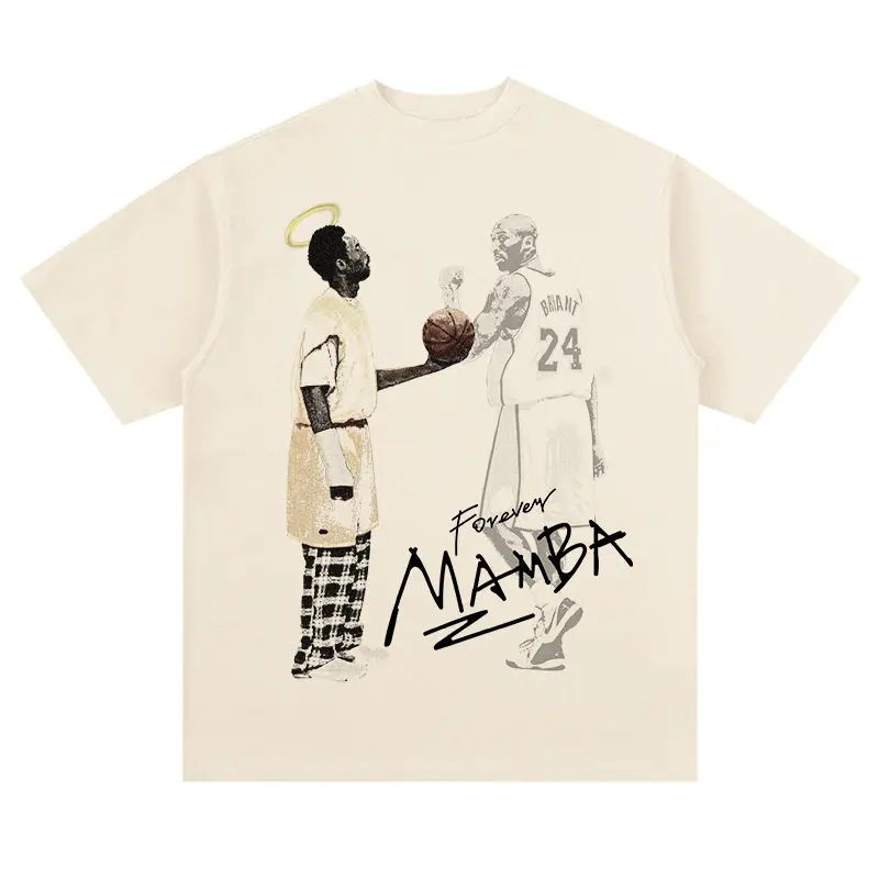 

Футболка с рисунком Kobe Bryant в стиле ретро Forever Mamba, хлопковая футболка с принтом большого размера и короткими рукавами для мужчин и женщин, мода