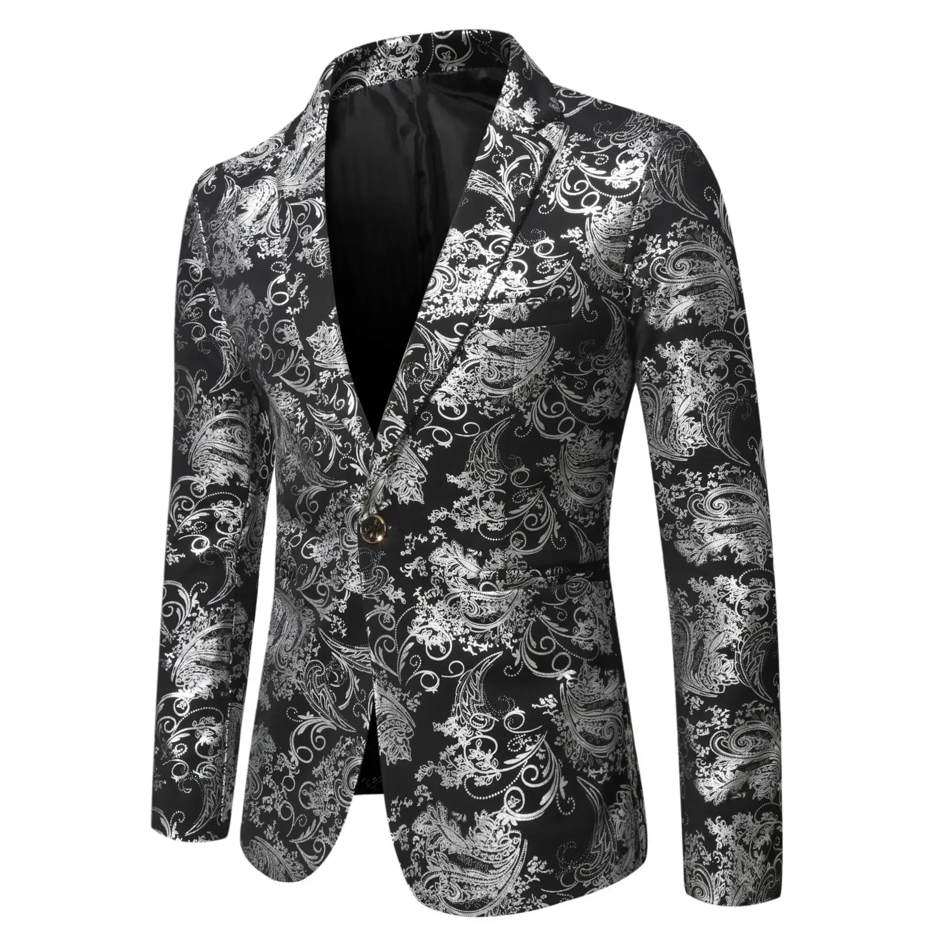 LIBIELIY 2025 New Men Slim Casual Fashion Handsome Business Everything Silver Stage Show Suit Men Small Suit Jacket