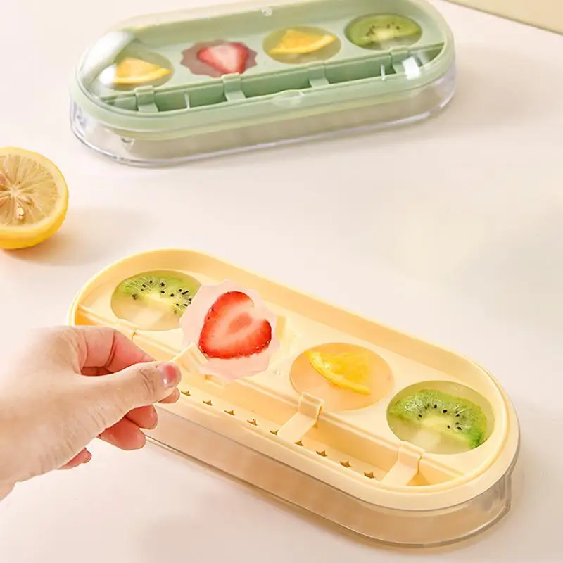 Ice Pop Molds Four Grids Ice Popsicle Mold Makers Mold Easy Release Ice Cream Cakesicle Molds for Juices Applesauce Dessert