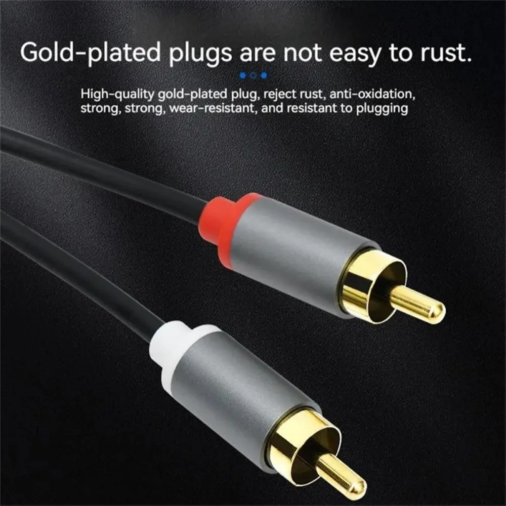 Shielded Double Lotus Head Audio Aux Cable Audio Video Cable HIFI 2RCA To 2RCA Amplifier Cable 1m/1.5m/2m/3m/5m Gold-plating