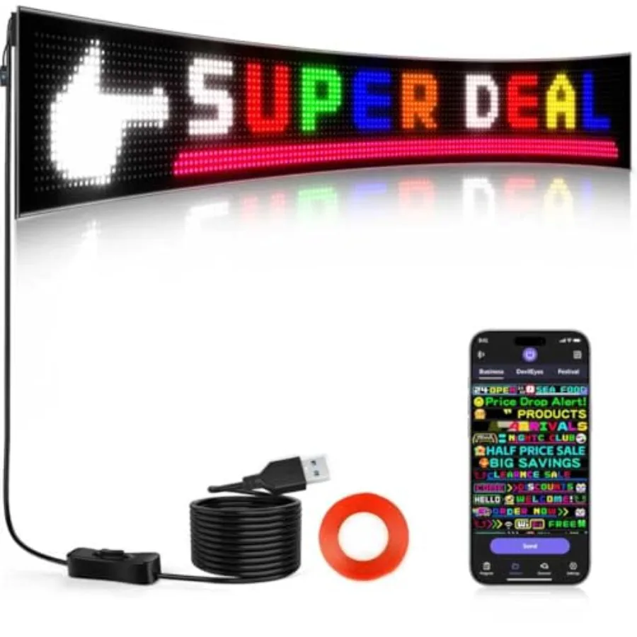 

58x8 Large Programmable LED Sign RGB Full Color Animated LED Digital Display Flexible Scrolling Business Sign for Store Hotel