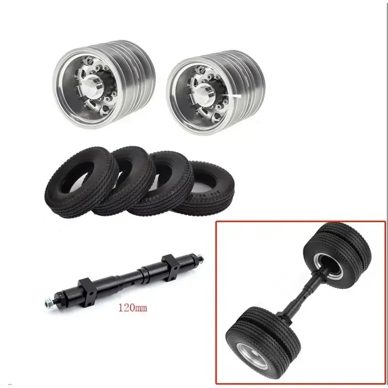 Neumático de eje trasero sin alimentación, cubo de rueda de 10 orificios apto para Tamiya 1/14, remolque de Tractor, modificación de remolque trasero, piezas de repuesto DIY