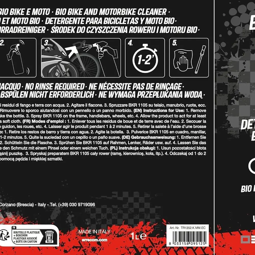 Nettoyant pour vélos biodégradable 1000 Miglia BKR1105, flacon pulvérisateur 1L