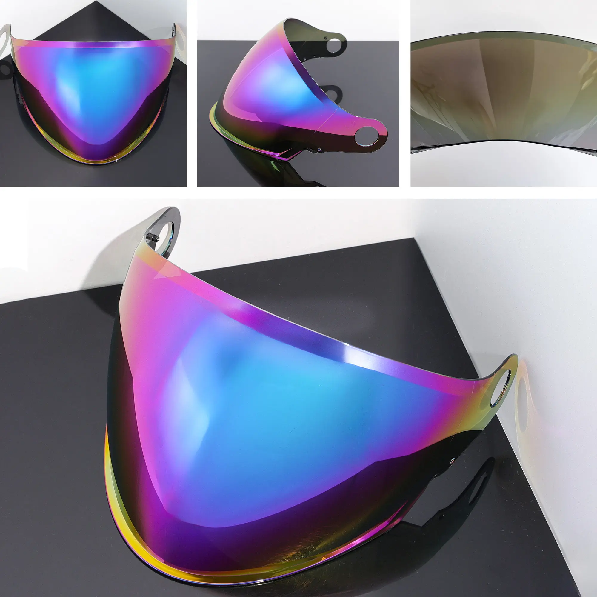 Open‑Face Jet Helmet Visor for OF616 Airflow II Mirrored Electroplated UHigh‑Definition Replacement Face Shield Moto Accessories