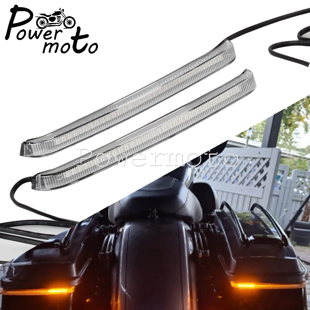 

Motorcycle Saddlebag LED Flowing Brake Turn Signal Accent Light For Harley Touring CVO Road King Street Electra Glide FLHR 14-22